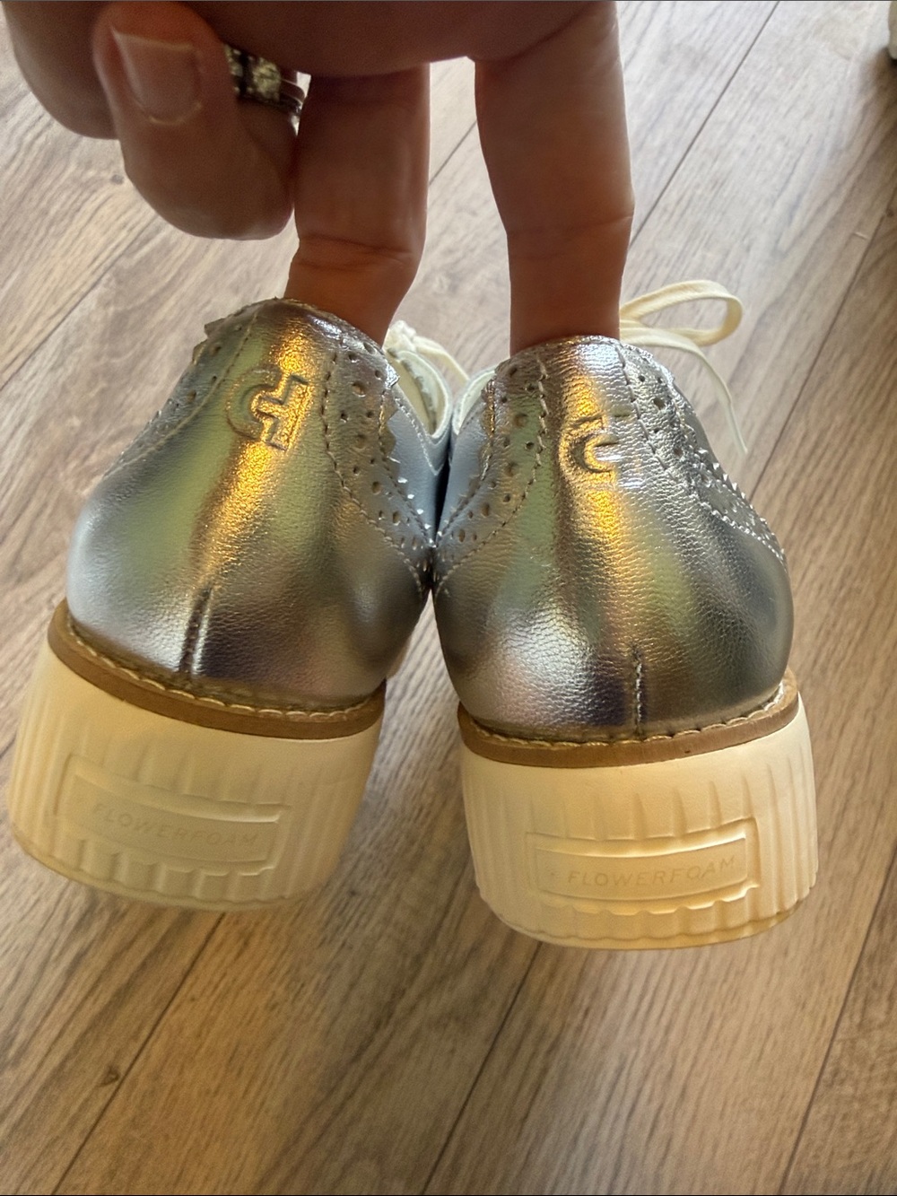 Like new perfect Cole Haan Grand City Platform Oxford Silver 7.5 - Picture 7 of 12